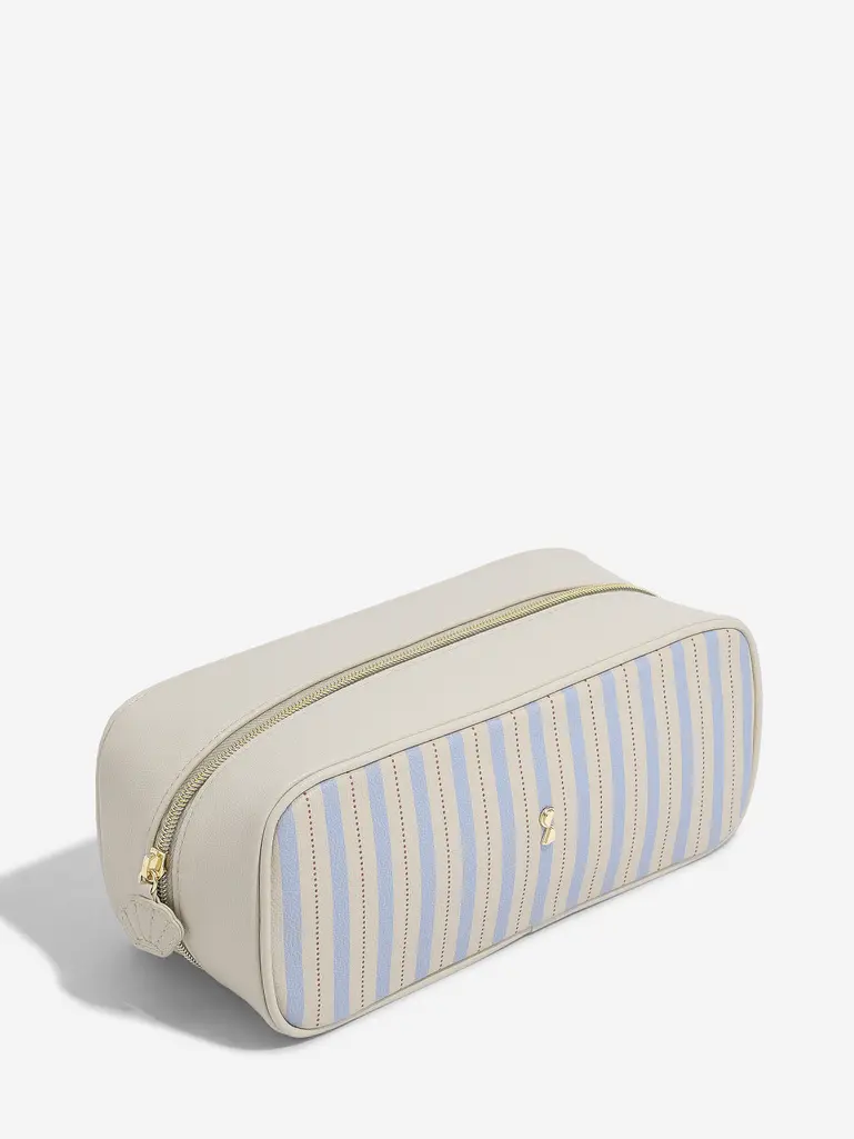 Oatmeal & Blue Expanding Cosmetic Bag
