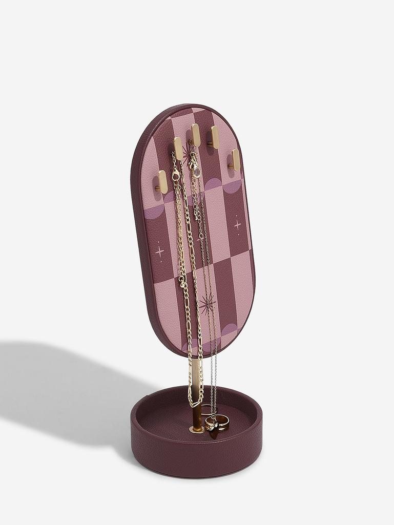 Burgundy Chequered Star Neckace Display Stand
