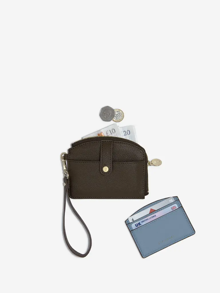 Chocolate and Blue Stripe Purse