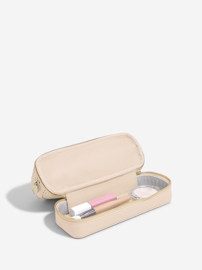 Blush Raffia Cosmetic Bag