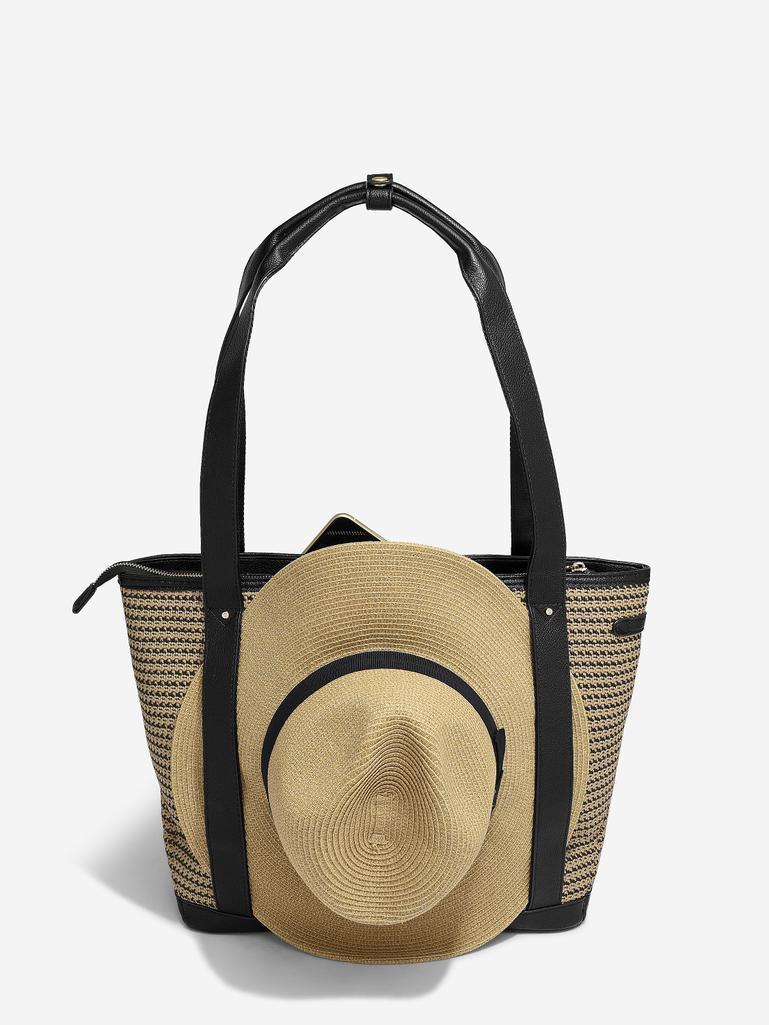Black Raffia Tote Bag