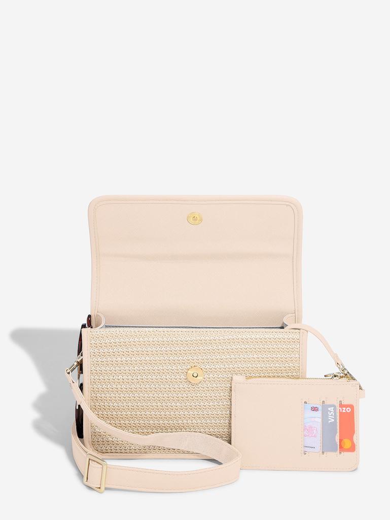 Blush Raffia Crossbody Bag