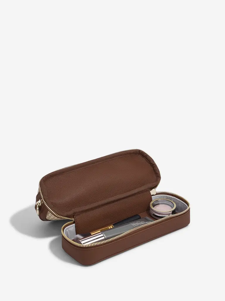 Tan Raffia Cosmetic Bag