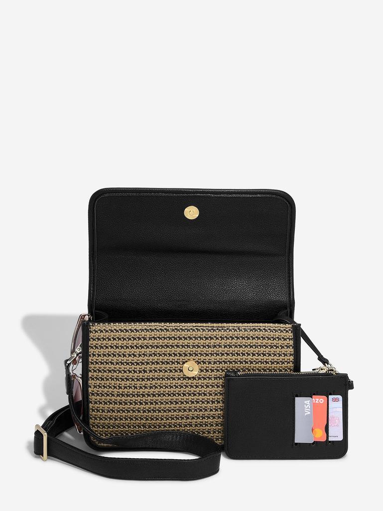 Black Raffia Crossbody Bag