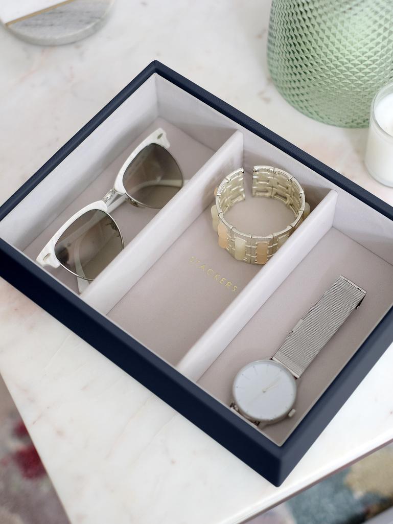 Szkatułka na biżuterię Stackers Pebble 3 komorowa classic granatowa