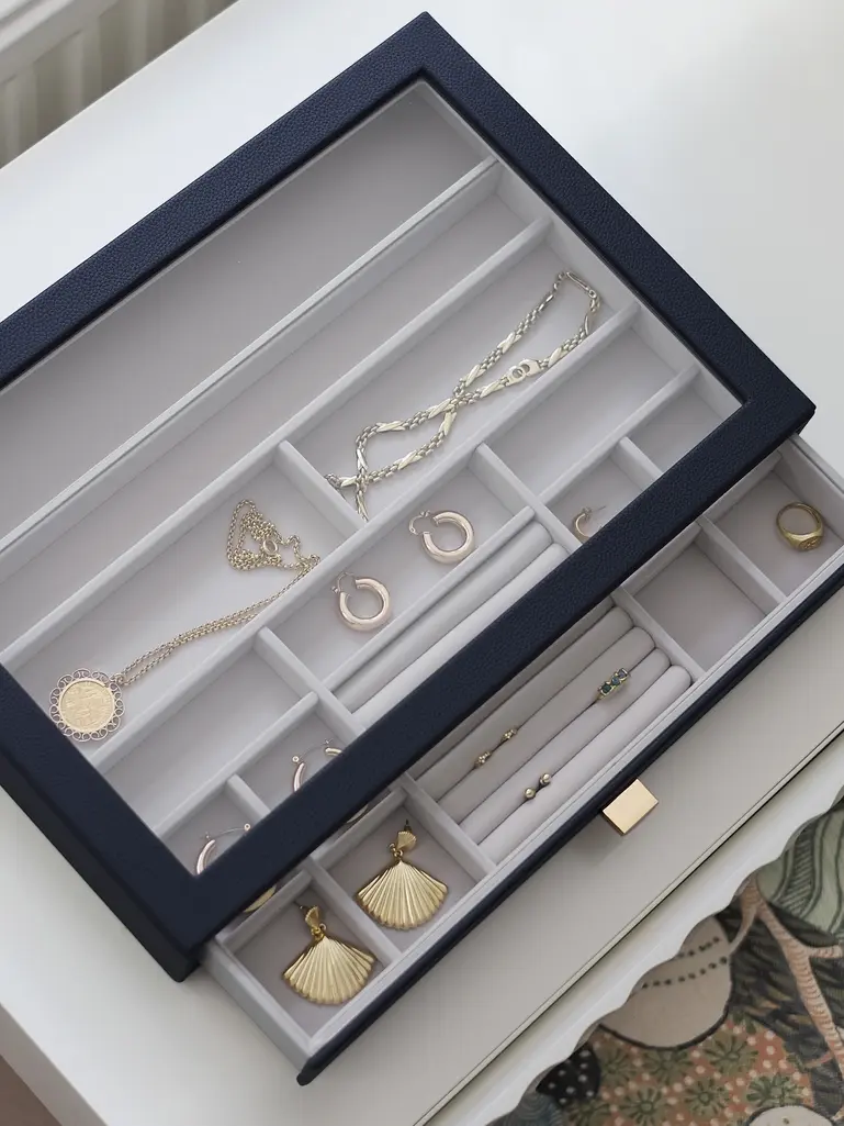 Navy Pebble Supersize Jewellery Box Display Drawer