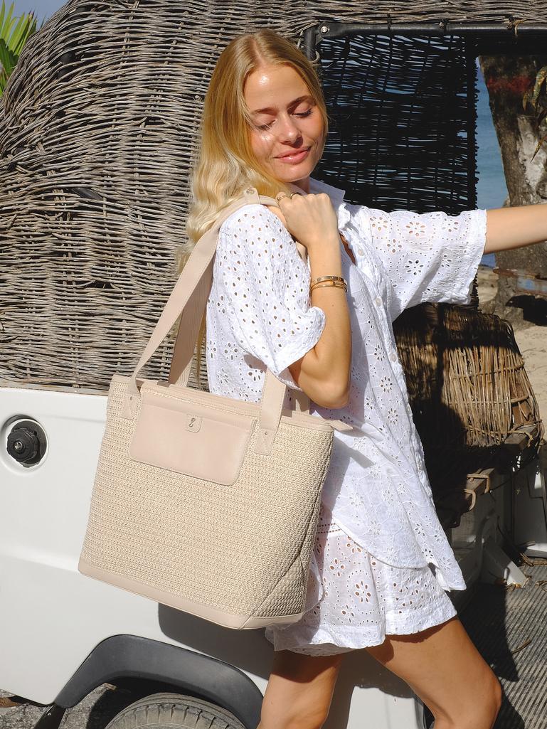 Blush Raffia Tote Bag