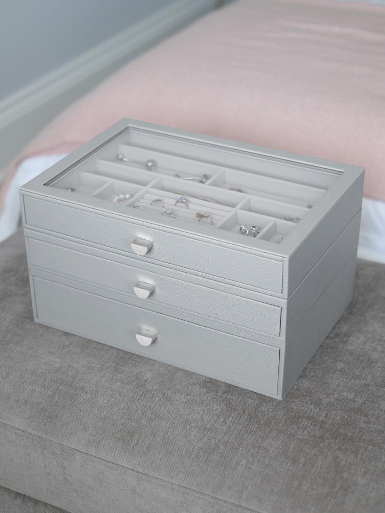 Pebble Grey Supersize Jewellery Box (with drawers)