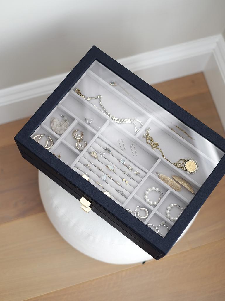 Navy Pebble Supersize Display Jewellery Box Set of 2