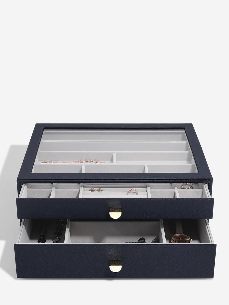 Navy Pebble Supersize Display Jewellery Box Set of 2