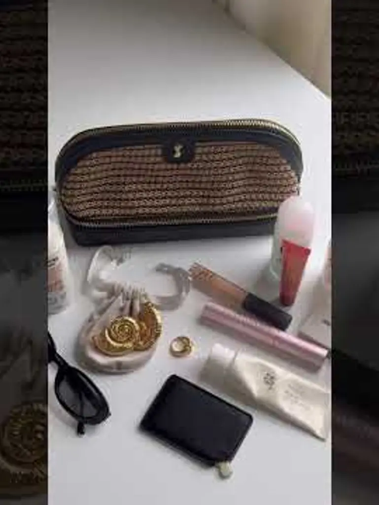 Black Raffia Cosmetic Bag