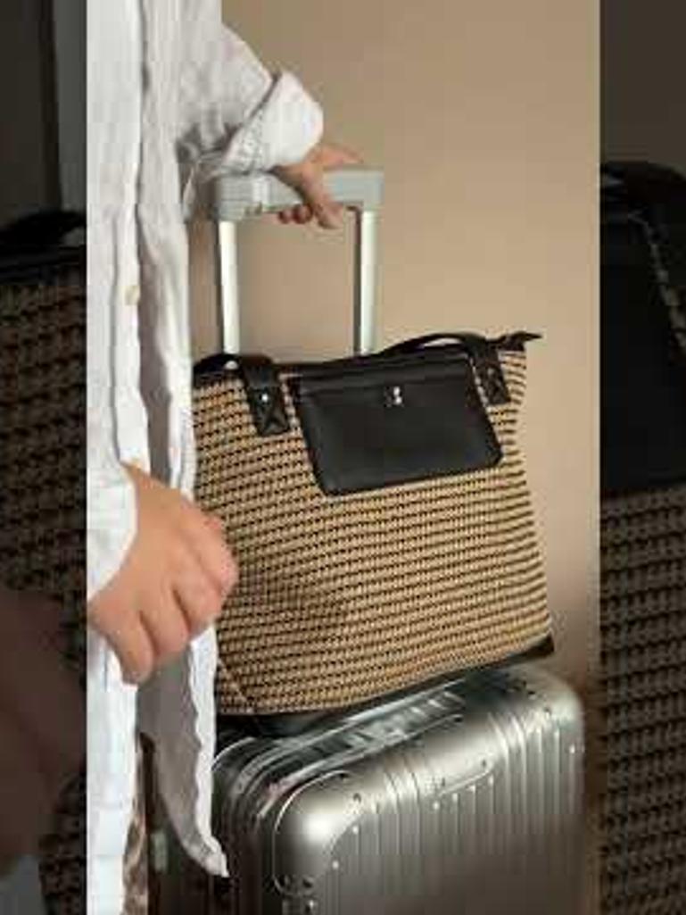 Black Raffia Tote Bag