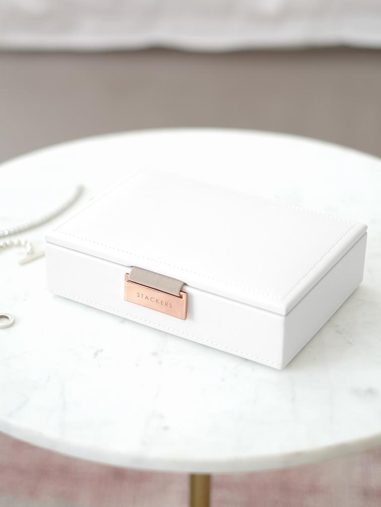 White & Rose Gold Mini Jewellery Box Lid