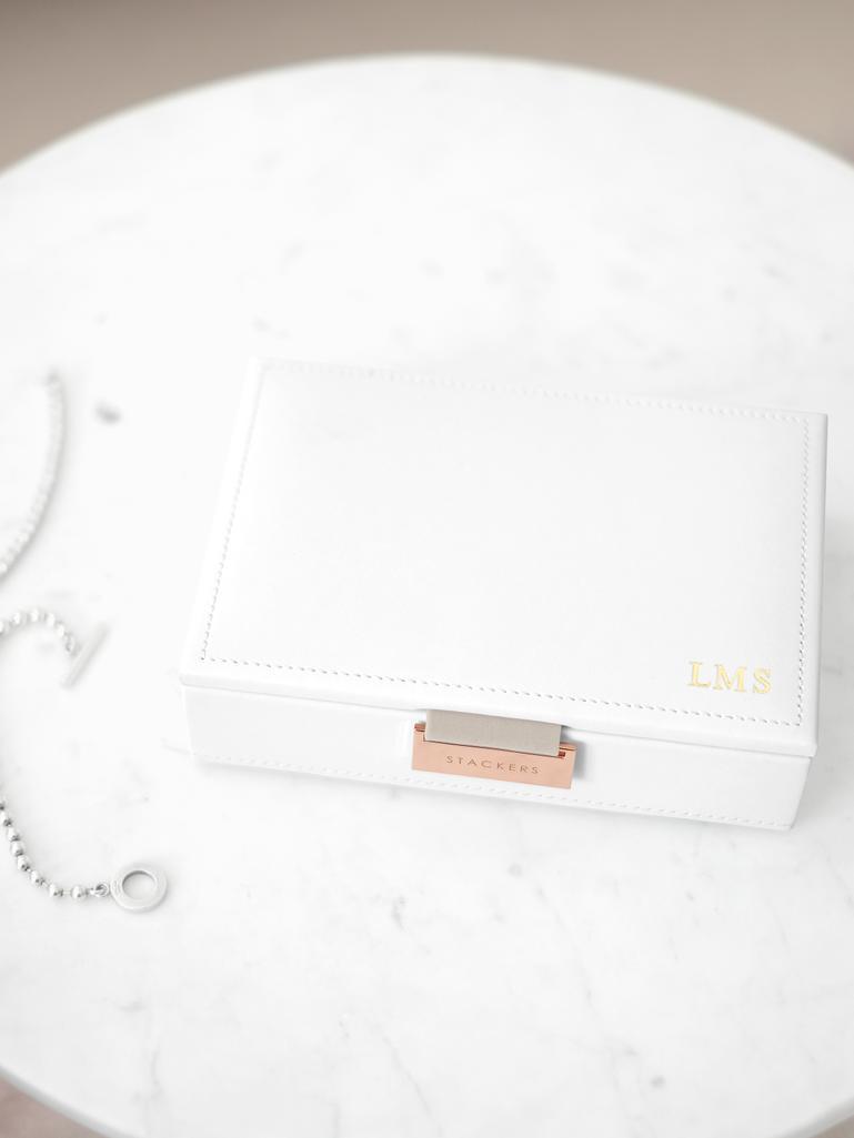 White & Rose Gold Mini Jewellery Box Lid