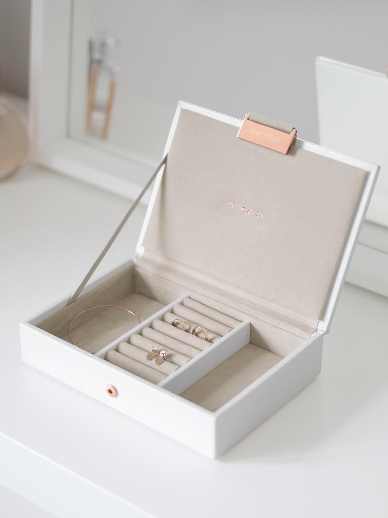 White & Rose Gold Mini Jewellery Box Lid