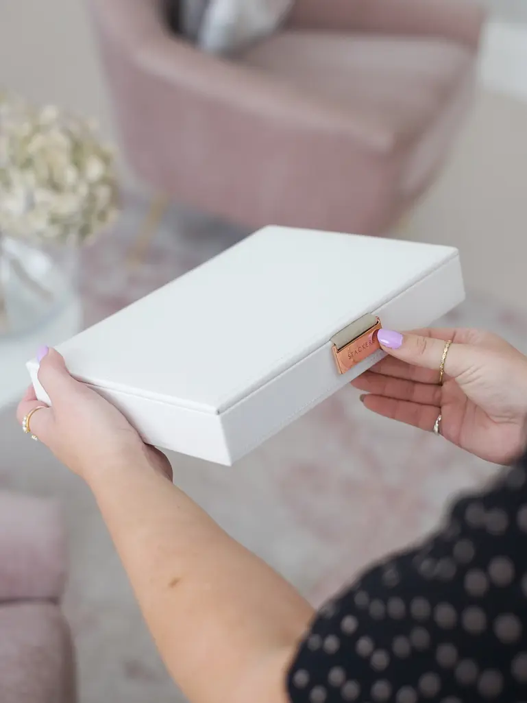 White & Rose Gold Classic Jewellery Box Lid