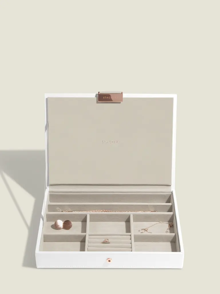 White & Rose Gold Classic Jewellery Box Lid