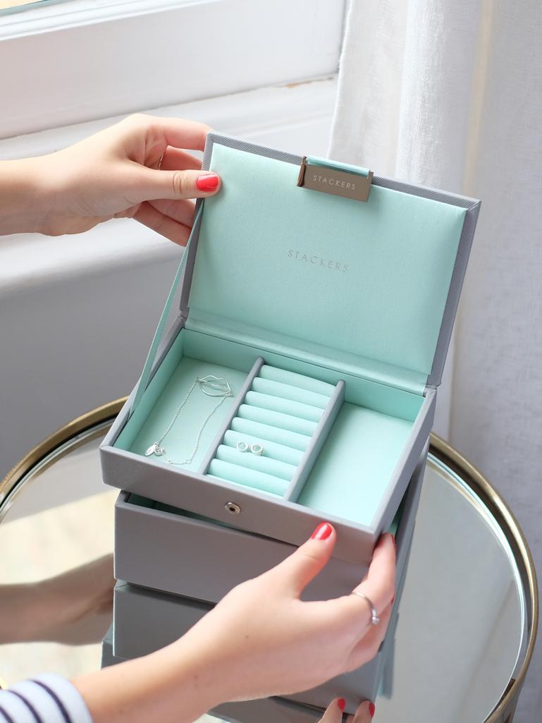 Grey Mint Mini Jewellery Box Set of 2