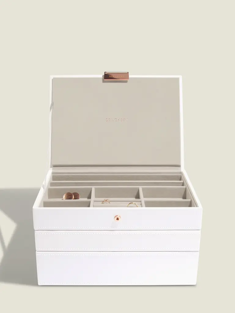 White & Rose Gold Classic Jewellery Box