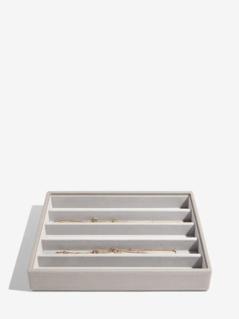 Szkatułka na biżuterię Stackers pięciokomorowa classic materiał syntetyczny taupe