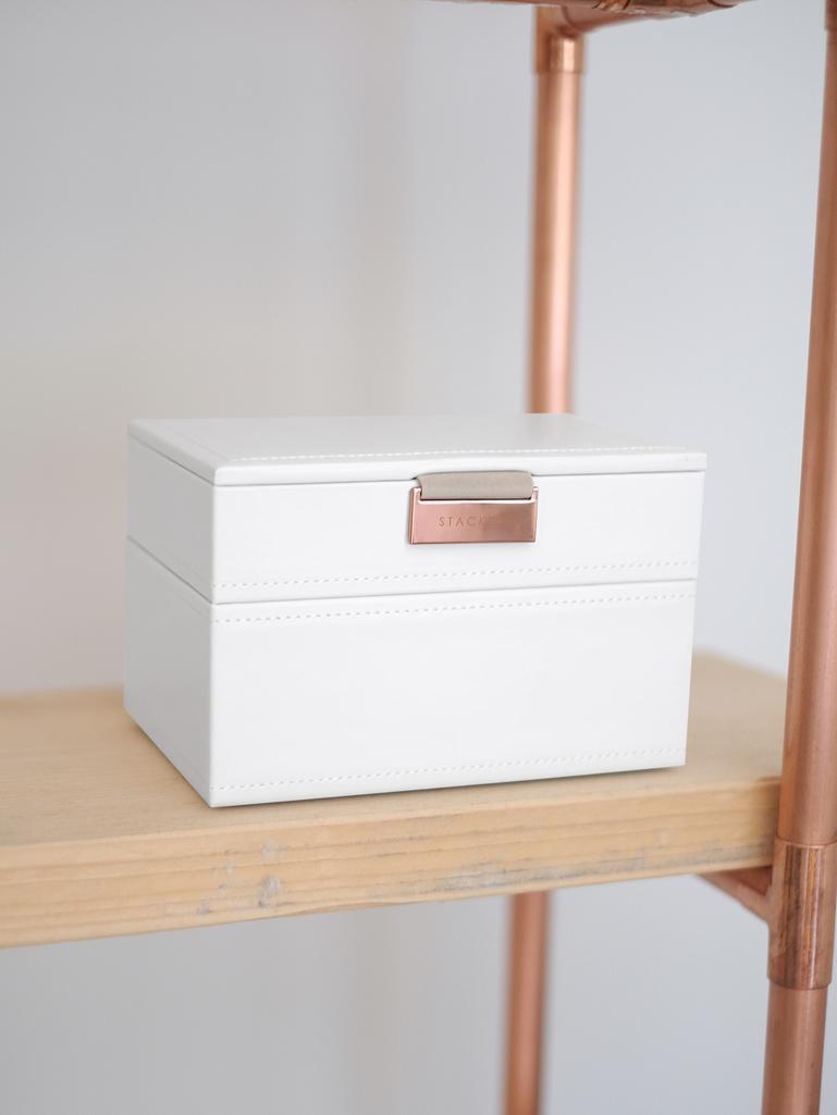 White & Rose Gold Mini Jewellery Box Set of 2