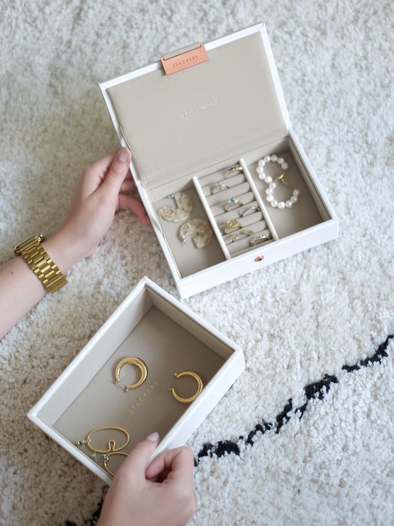 White & Rose Gold Mini Jewellery Box Set of 2