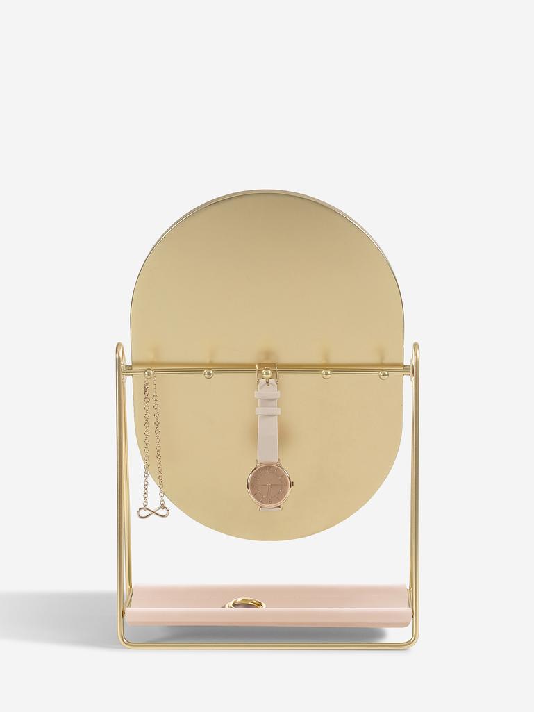 Blush & Gold Dressing Table Mirror & Jewellery Stand