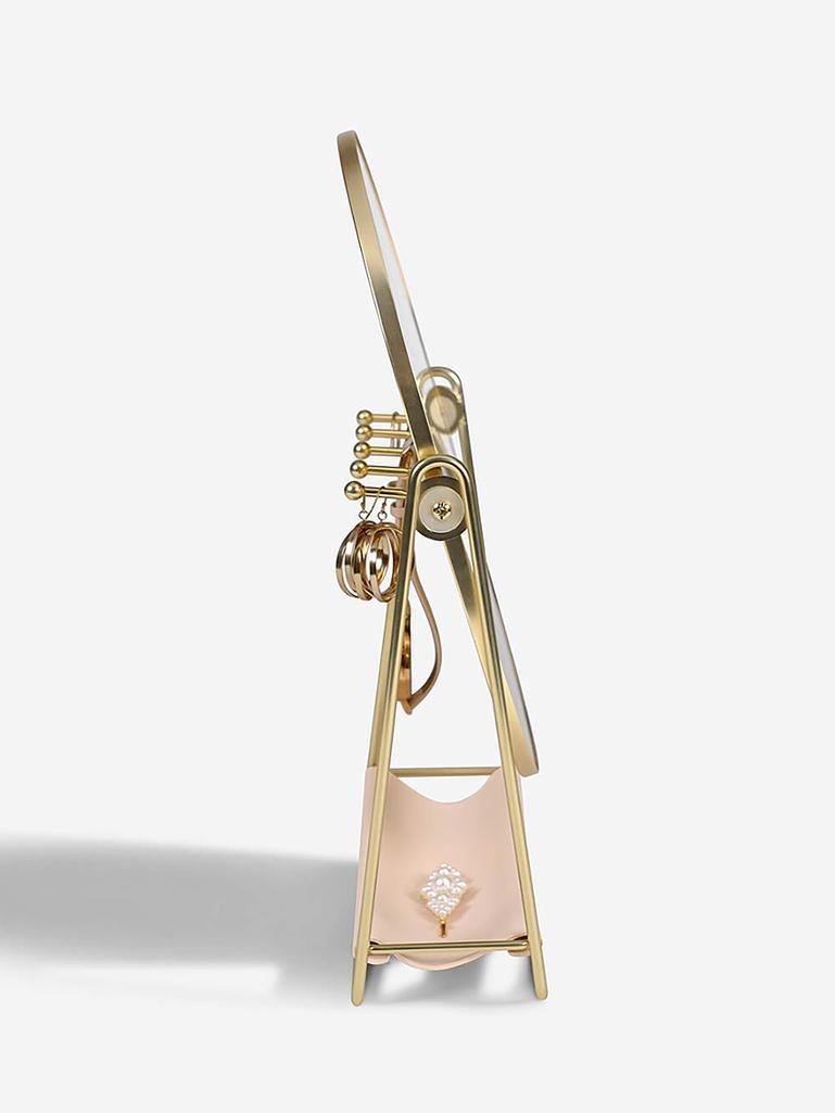Blush & Gold Dressing Table Mirror & Jewellery Stand