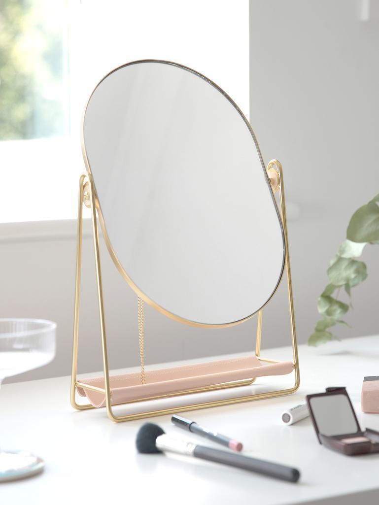 Blush & Gold Dressing Table Mirror & Jewellery Stand