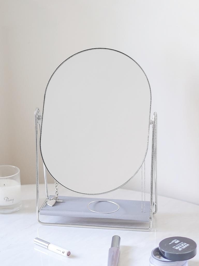 Lavender & Chrome Dressing Table Mirror & Jewellery Stand