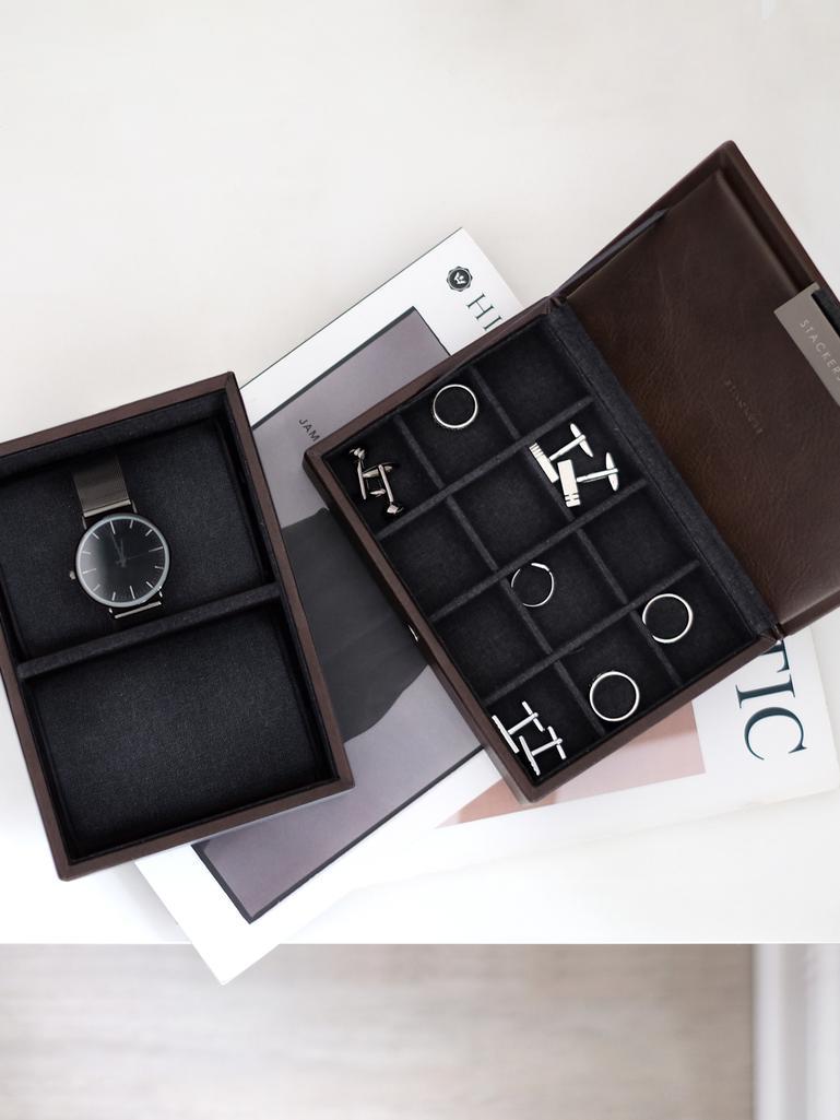 Brown Mini Watch & Cufflink Box