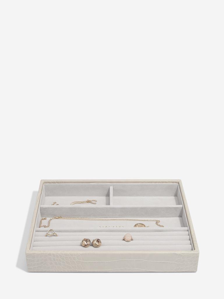 Szkatułka na biżuterię Stackers Croc 4 komorowa classic putty