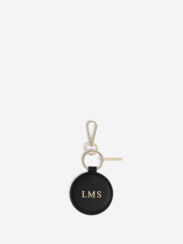 Personalised Black Round Keyring