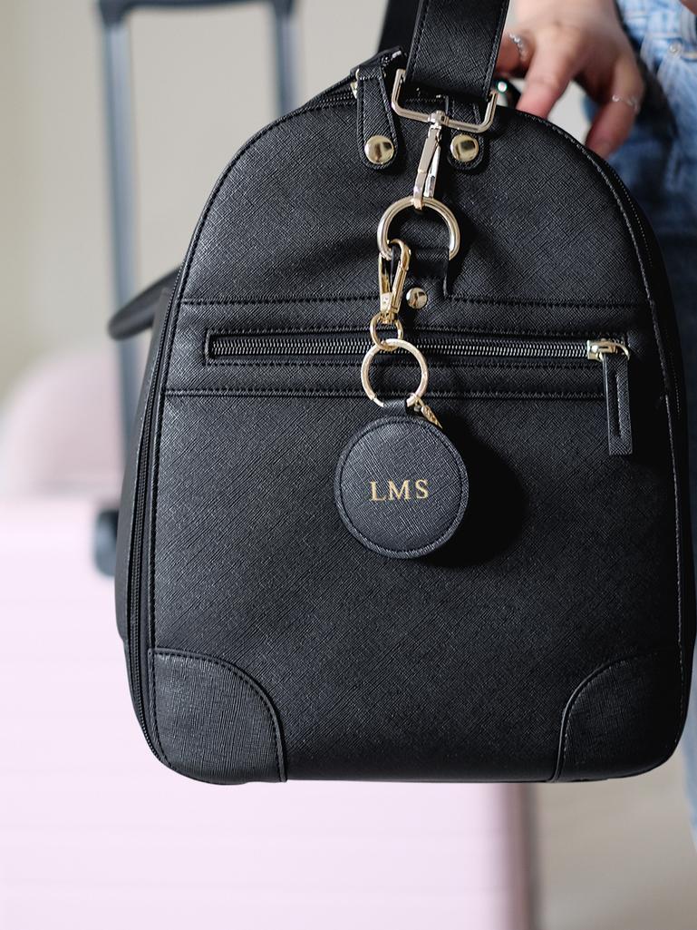 Personalised Black Round Keyring