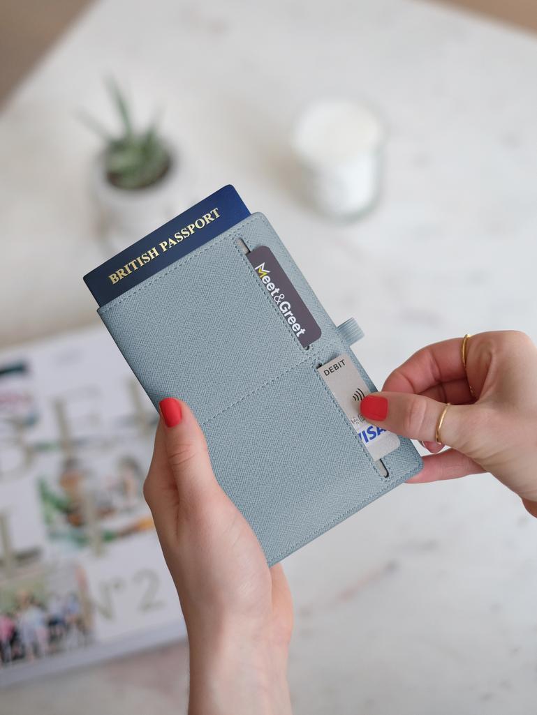 Etui na paszport i karty Stackers szaroniebieskie