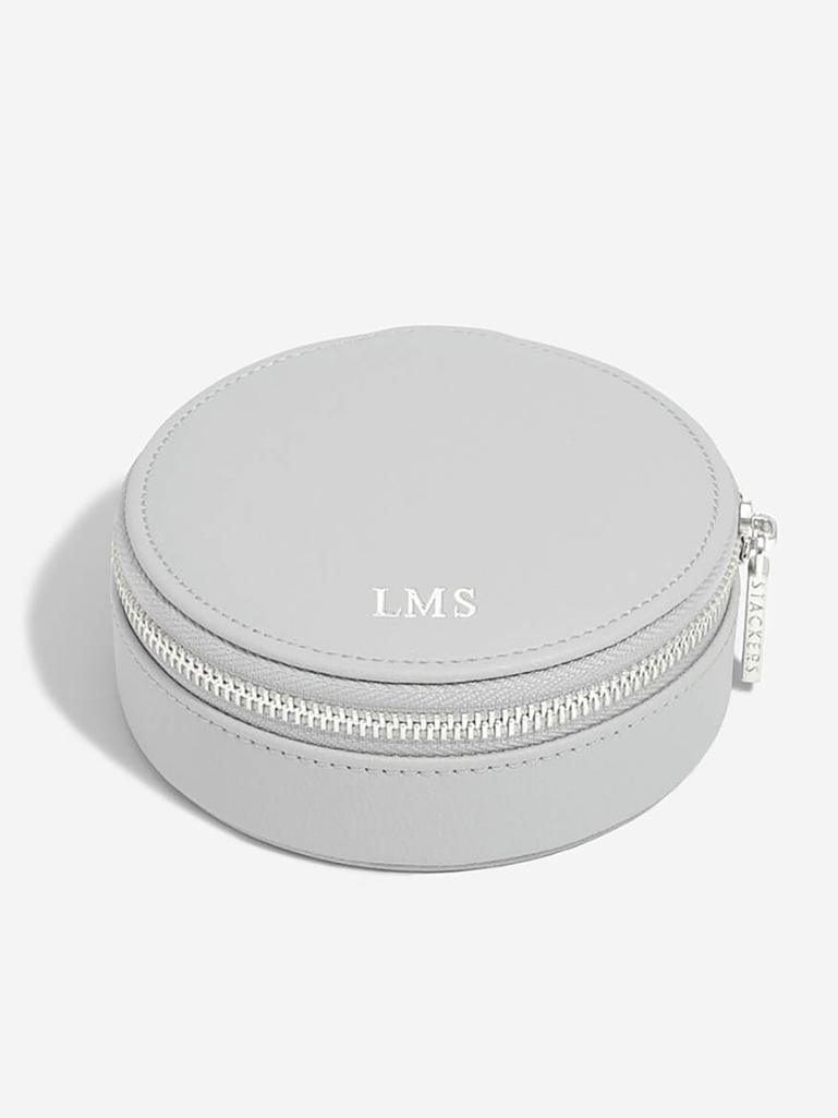 Pebble Grey Round Zipped Jewellery Box