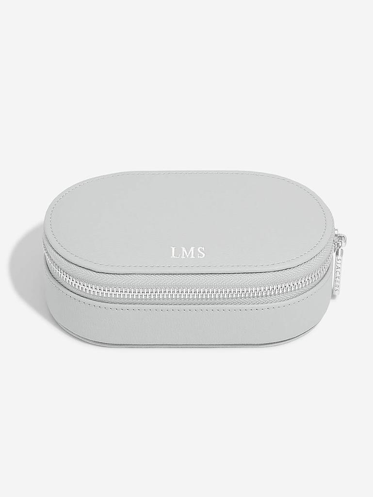 Pebble Grey Oval Zipped Jewellery Box