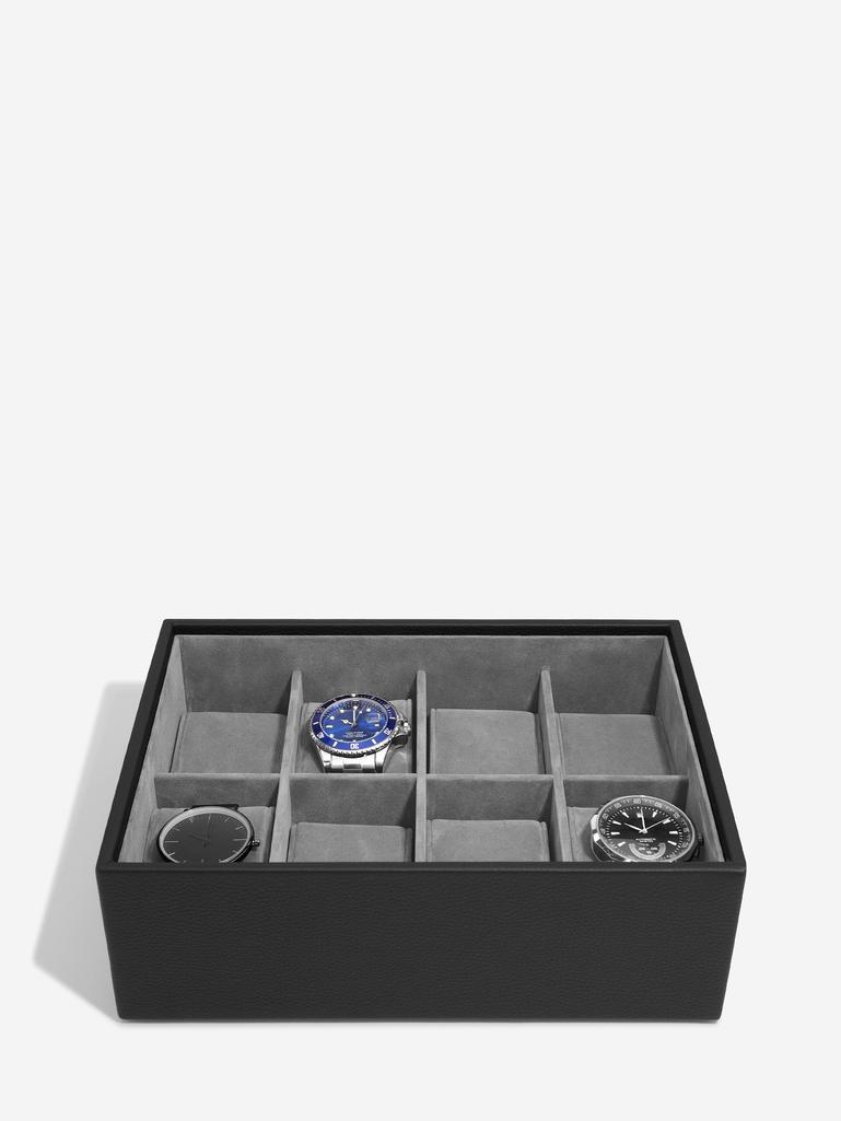 Black Pebble 8 Piece Watch Box & Acrylic Lid
