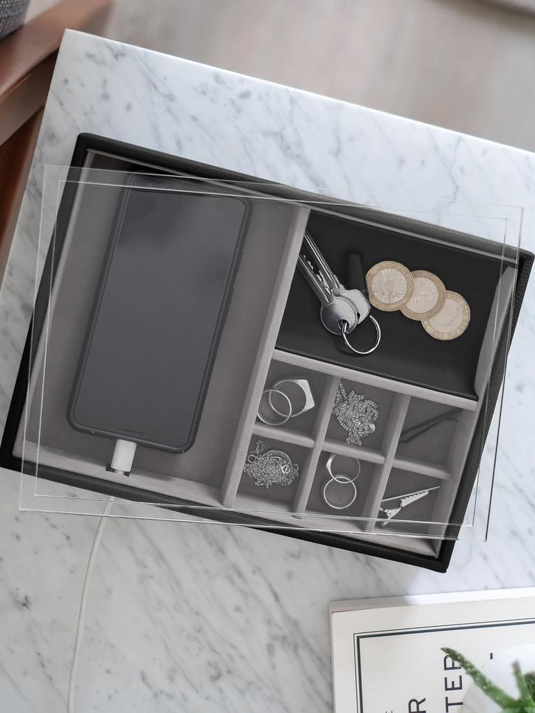 Black Pebble Valet & Acrylic Lid