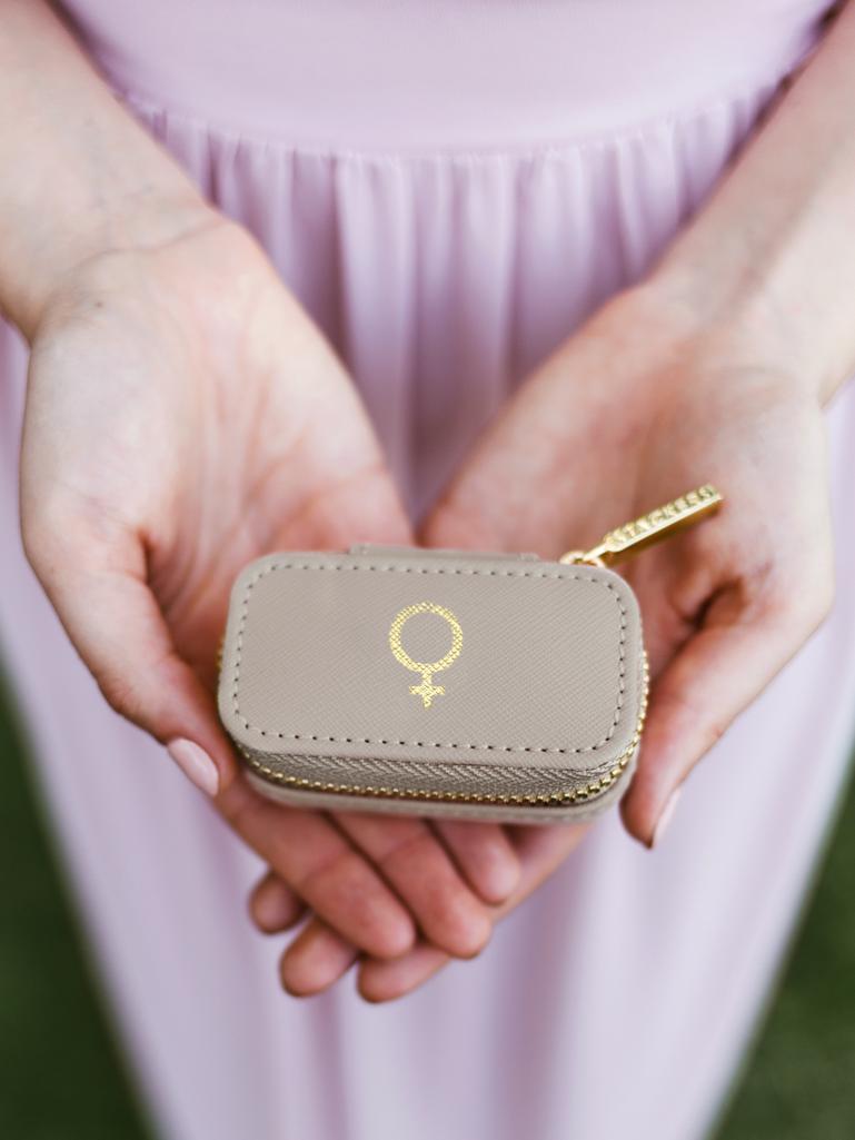 Taupe Petite Zipped Jewellery Box