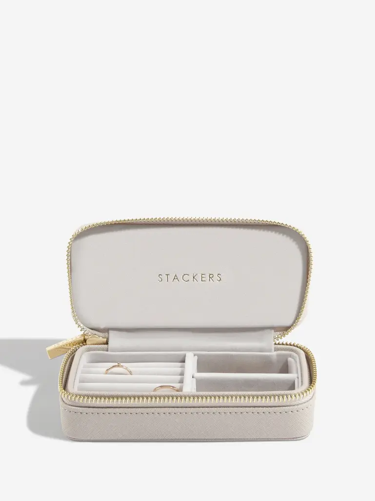 Taupe Medium Zipped Travel Jewellery Box