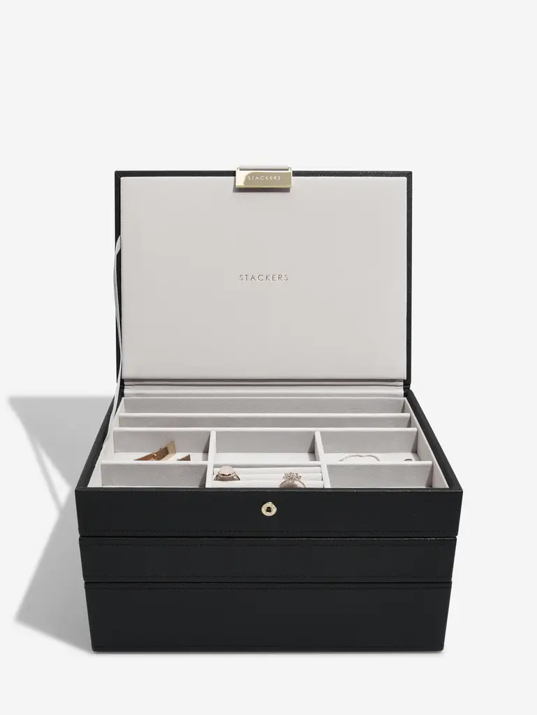 Black Classic Jewellery Box Set of 3