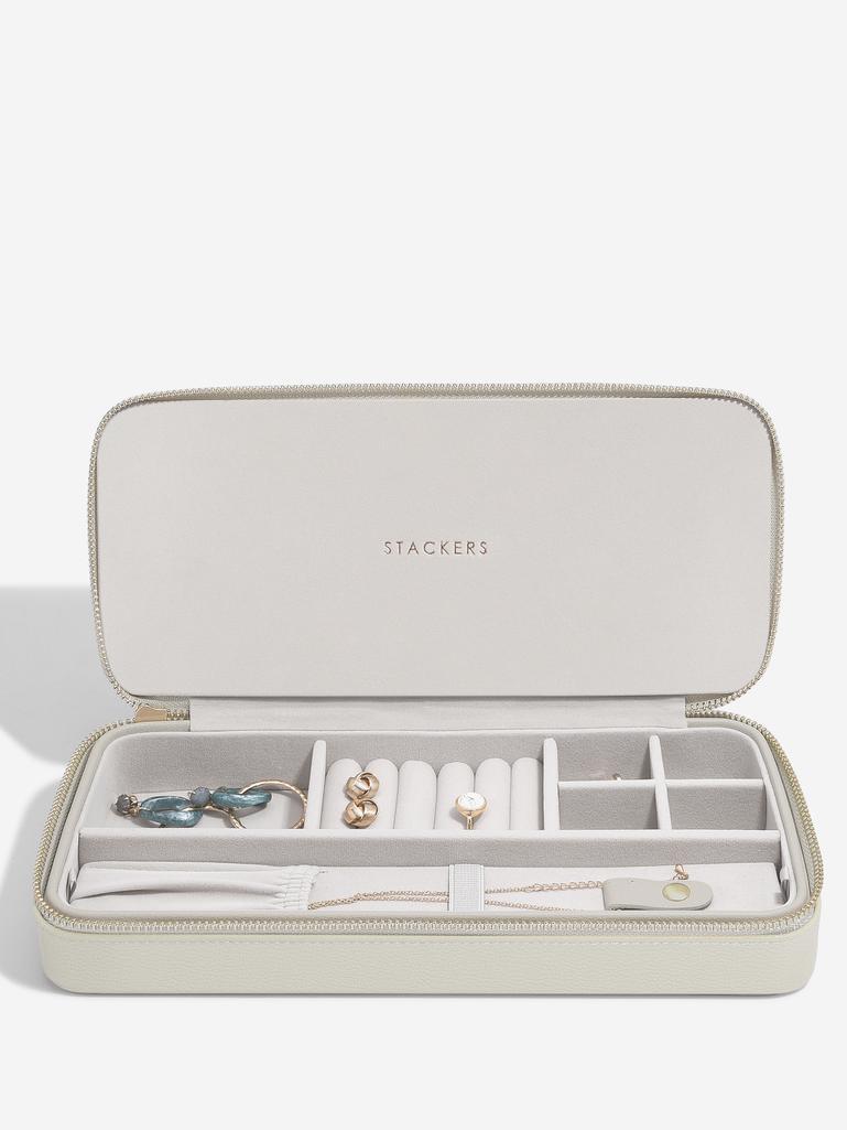 Oatmeal Sleek Necklace Zipped Jewellery Box