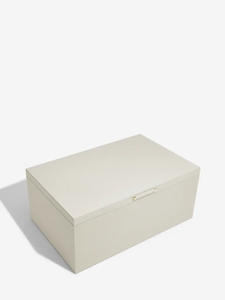 Oatmeal & Brushed Gold Medium Storage Box