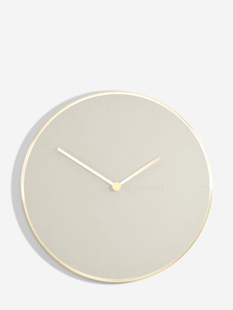 Oatmeal & Brushed Gold PU Clock