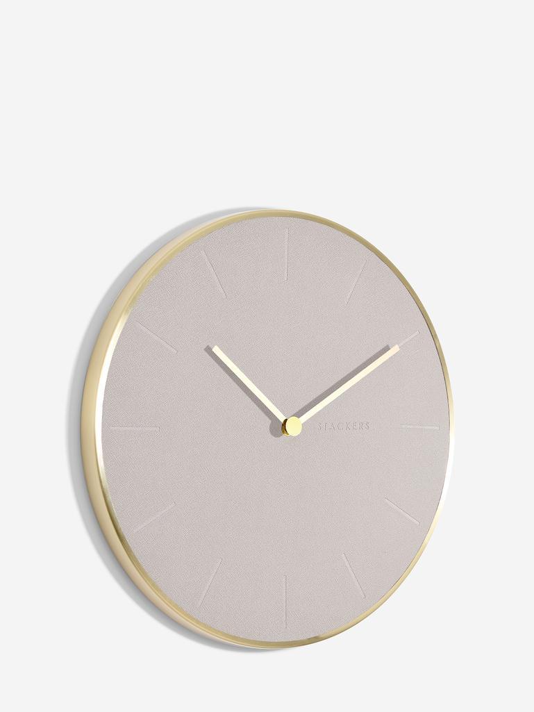 Taupe & Brushed Gold PU Clock