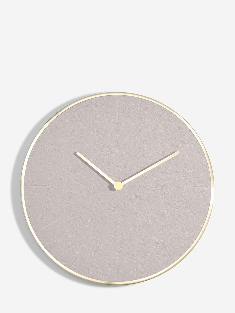 Taupe & Brushed Gold PU Clock