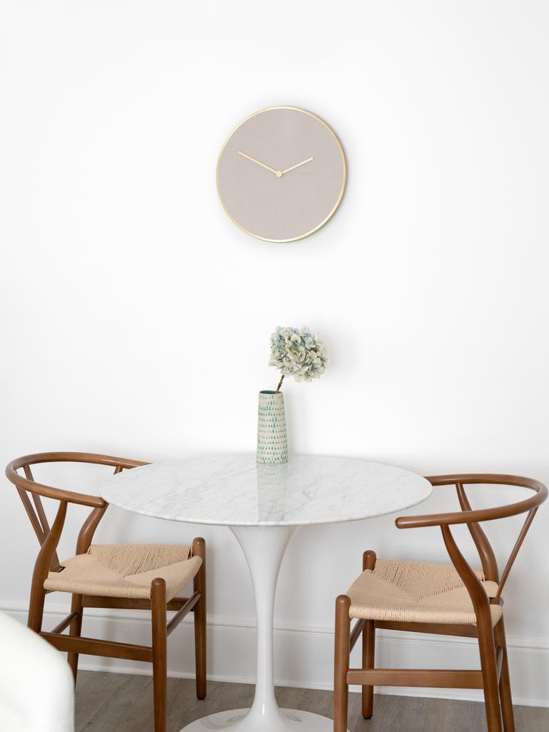 Taupe & Brushed Gold PU Clock