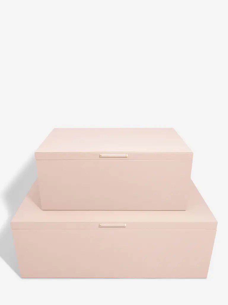 Blush Pink & Gold Set of 2 Storage Boxes