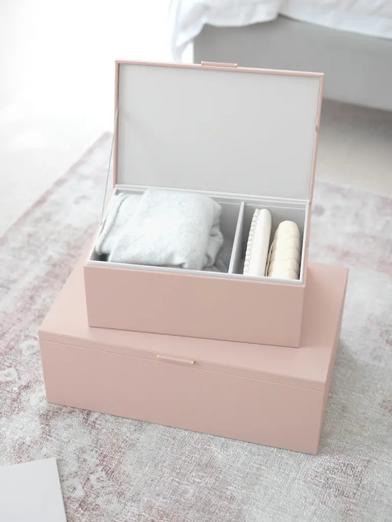 Blush Pink & Gold Set of 2 Storage Boxes